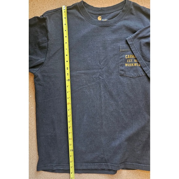 Carhartt Mens L Pocket T Shirt Black Original Fit Workwear Worn Distressed Holes - Picture 6 of 12